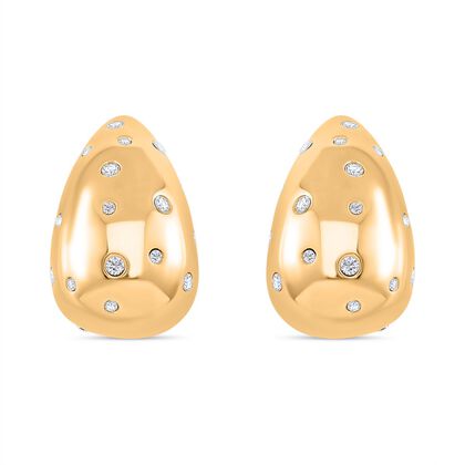 Wei&szlig;er Zirkonia Ohrringe Reiner Edelstahl IP-Gelbbeschichtung