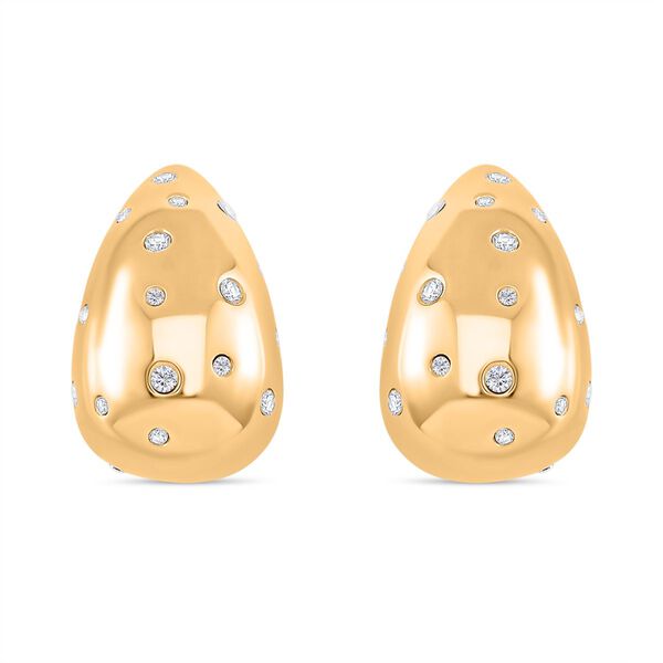 Wei&szlig;er Zirkonia Ohrringe Reiner Edelstahl IP-Gelbbeschichtung