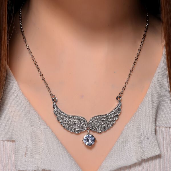 Wei&szlig;e Zirkonia und Kristall Halskette, 52+5cm image number 2