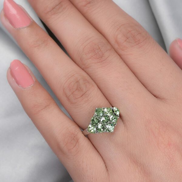 LUSTRO STELLA Österreichischer Peridot Kristall Ring Edelstahl image number 3