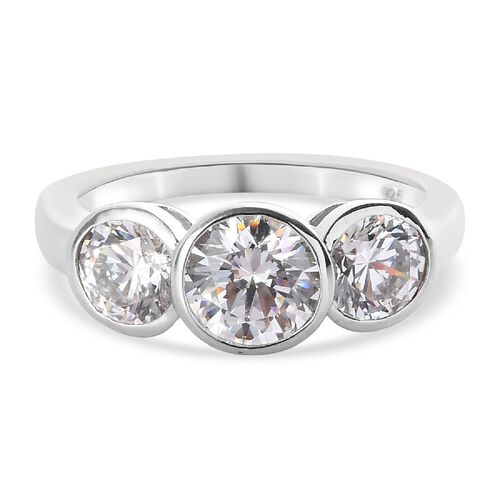 LUSTRO STELLA Hergestellt mit ZIRKONIA Ring 925 Silber Platin-Überzug (Größe 16.00) ca. 4,14 ct image number 0