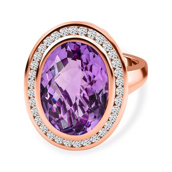 AAA Rose De France Amethyst und Zirkon Ring - 12,25 ct.