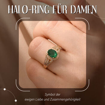 AAA Kagem sambischer Smaragd und Diamant-Ring in 585 Gelbgold - 1,56 ct.
