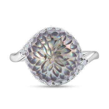 Tahiti Perle (11-12 mm), Moissanit Ring 925 Silber rhodiniert (Gr&ouml;&szlig;e 16.00) 0.34 ct