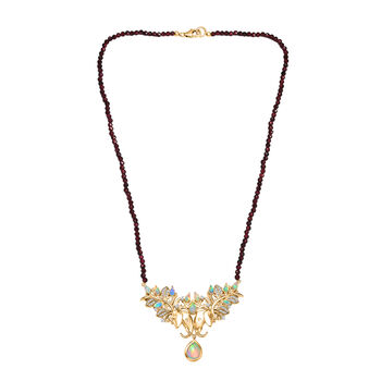 AA &auml;thiopische Welo Opal, AA Rhodolith Granat und Zirkon Halskette, 45 cm - 38,9 ct.