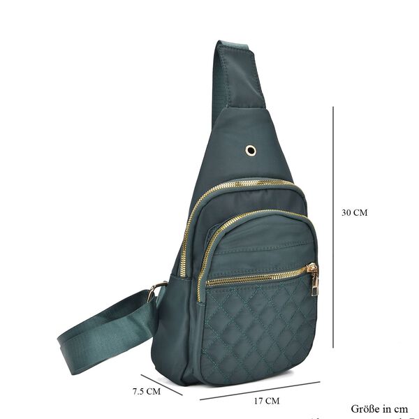 Rucksack mit RFID-Schutz in Steppoptik, 17x7,5x30cm, Dunkelgrün image number 7