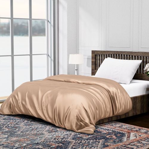 Luxuriöse Seidendecke mit Alternativ-Daunenfüllung – 135x200 cm, beige image number 0