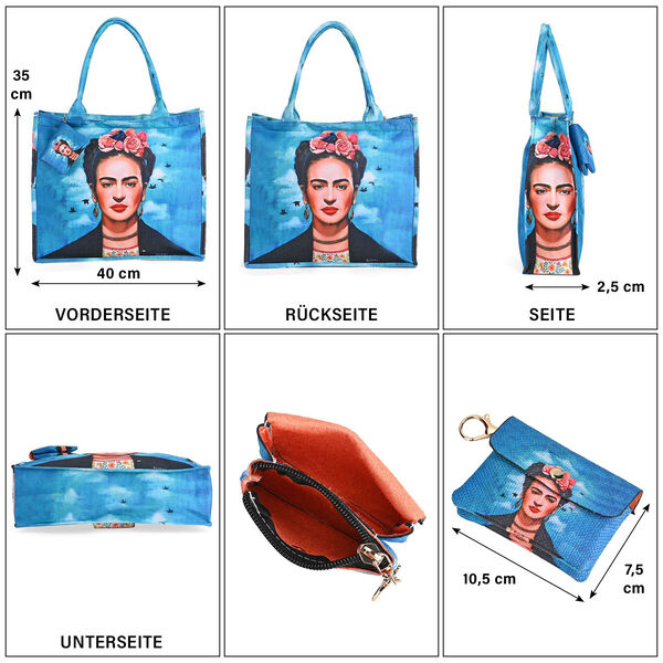 2er Set Shopper und Geldb&ouml;rse - Frida Kahlo Selbstportrait image number 5