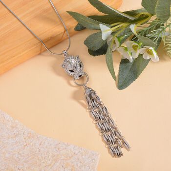 Wei&szlig;er Kristall Halskette ca. 60 cm Legierung emailliert