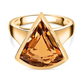 Citrin Ring, 925 Silber Gelbgold Vermeil, (Größe 18.00) ca. 5.59 ct