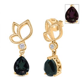 Alexandrit Triplett Quarz und Zirkon Ohrringe - 4,16 ct.