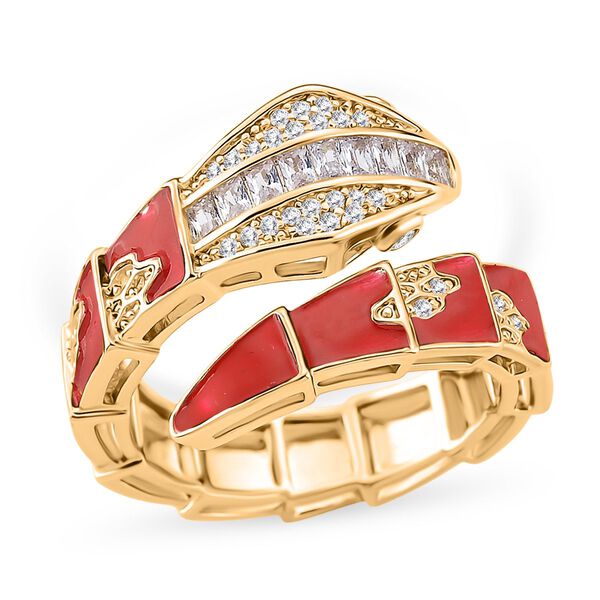 Wei&szlig;er Zirkonia Ring, Nickelfreies Messing emailliert (Gr&ouml;&szlig;e 16.00) Rot image number 3