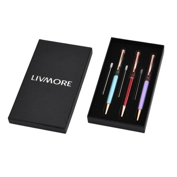LIVMORE 3er-Set Kugelschreiber mit 3 blauen Tinten und Geschenkbox, Lila, blau und rot, 14x1cm image number 5