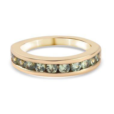 Demantoid Granat Band Ring 925 Silber Gelbgold Vermeil
