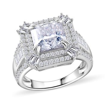 Moissanit Ring 925 Silber rhodiniert (Gr&ouml;&szlig;e 17.00) ca. 4,19 ct