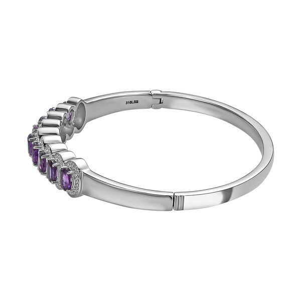 Afrikanischer Amethyst Armreif, ca. 19 cm, 316L Edelstahl ca. 4.52 ct image number 3