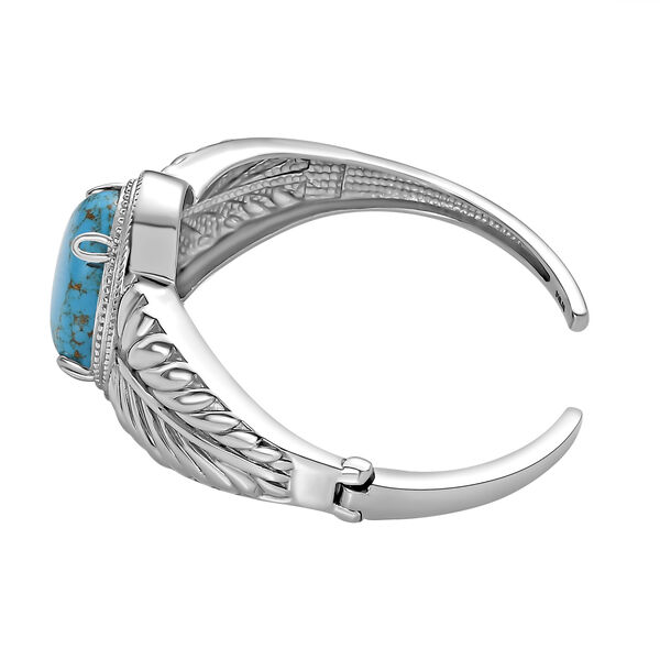 Blaues T&uuml;rkis Armreif, ca. 19 cm, Edelstahl, ca. 20.11 ct image number 3