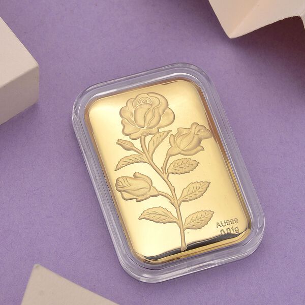 EXKLUSIVES GESCHENK - 999er Goldplatte mit Rosen-Motiv image number 1