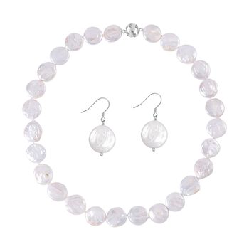 Wei&szlig;e Keshi Perle Schmuckset 925 Silber rhodiniert