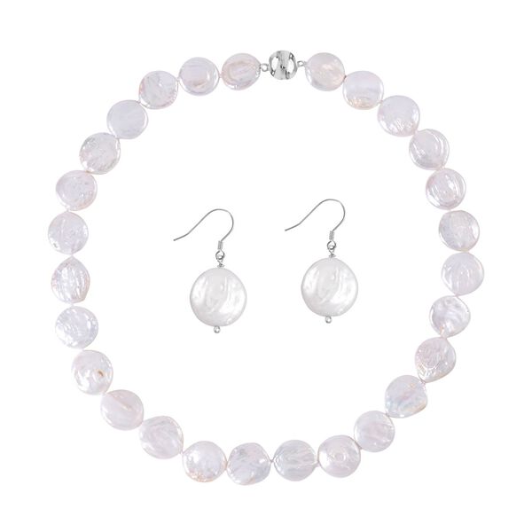 14-16 mm wei&szlig;es Keshi-Perlen-Schmuckset - 283 ct.