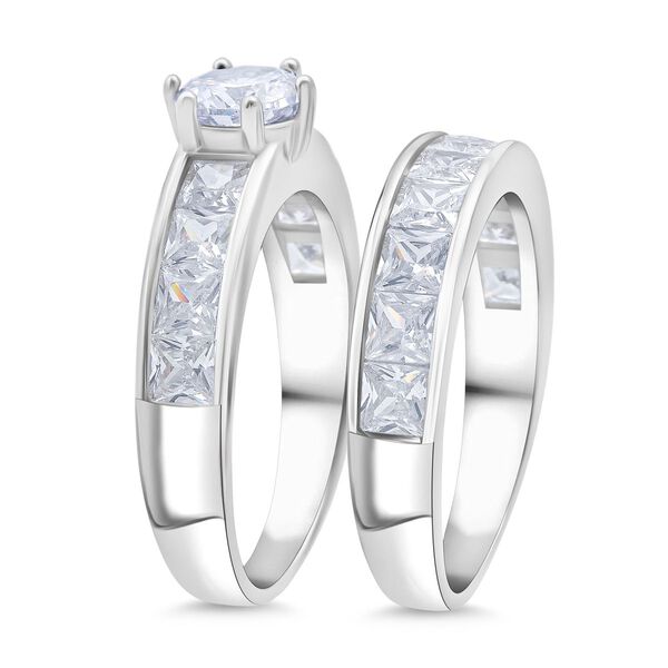 Lustro Stella - 2er Set Wei&szlig;er Zirkonia Ring 925 Silber rhodiniert (Gr&ouml;&szlig;e 17.00) image number 4