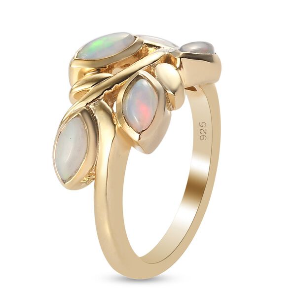 Natürlicher Äthiopischer Opal Ring 925 Silber 585 Vergoldet image number 5