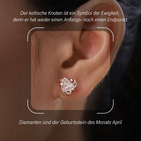 Liebesknoten Champagner Diamant Ohrstecker, 925 Silber mit Roségold Vermeil - 0,25 ct. image number 3