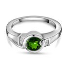 Natürlicher Chromdiopsid und weißer Zirkon-Ring, 925 Silber platiniert (Größe 16.00) ca. 0,89 ct