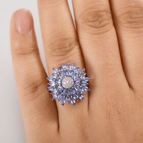 Tansanit und Moissanit Ring - 3,51 ct.