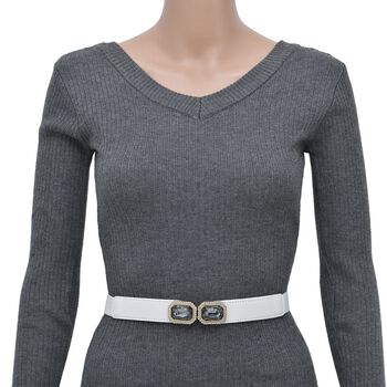 Modischer G&uuml;rtel mit Metallschnalle, Gr&ouml;&szlig;e 4x75 cm, gewebt, Wei&szlig;