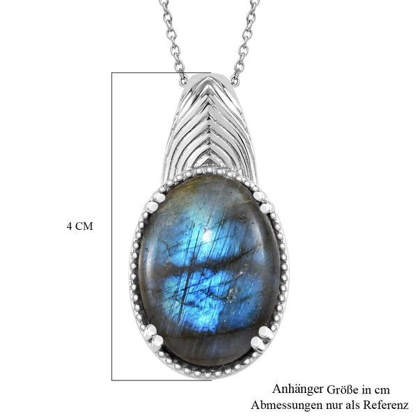 Labradorit Anh&auml;nger mit Kette (ca. 45 cm) Reiner Edelstahl ca. 30,00 ct. image number 6