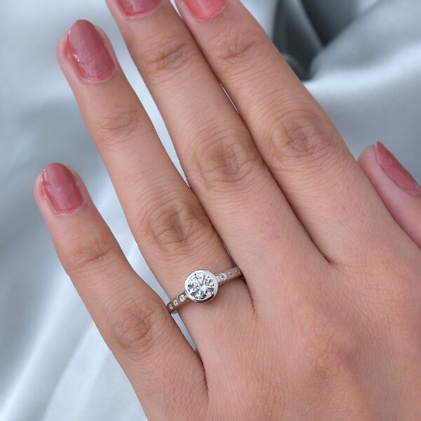 LUSTRO STELLA Hergestellt mit ZIRKONIA Solit&auml;r Ring 925 Silber Platin-&Uuml;berzug (Gr&ouml;&szlig;e 16.00) ca. 1,76 ct image number 3