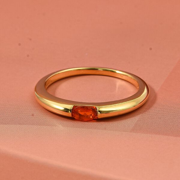 D'Joy AA Feueropal Ring 925 Silber 750 Gelb Vergoldet (Gr&ouml;&szlig;e 21.00) ca. 0,15 ct image number 1
