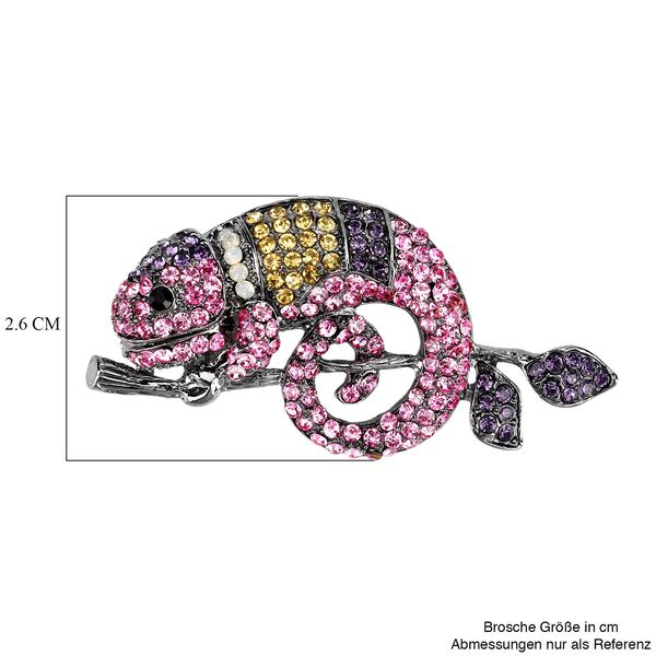 Mehrfarbiger Kristall Brosche  Schwarz image number 5