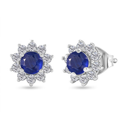 Kyanit, Wei&szlig;er Zirkon Ohrringe 925 Silber Platiniert ca. 1.41 ct