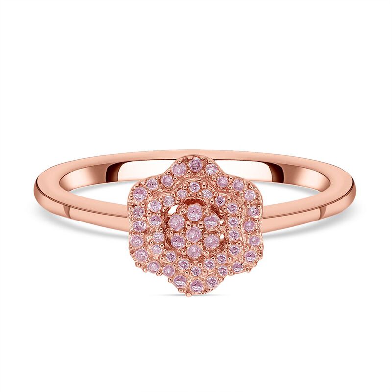 Rosa Diamant floraler Ring in Silber image number 0