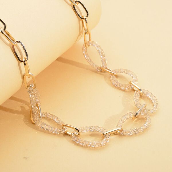 Wei&szlig;e Kristall-Halskette in Goldton, 50 cm - 15 ct. image number 2