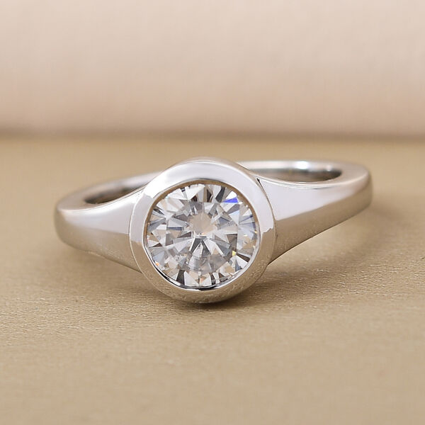 88 Facetten Moissanit-Ring, 925 Silber platiniert  ca. 1,43 ct image number 2