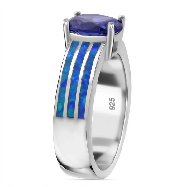 Tansanit Zirkonia und simulierter blauer Opal-Ring image number 4