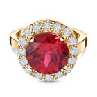 Synthetischer Padparadscha-Saphir und Zirkon Ring, ca. 7,76 ct image number 0