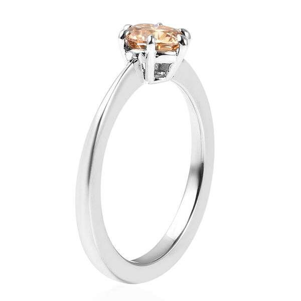 Champagner Moissanit Solit&auml;r Ring 925 Silber Rhodium-&Uuml;berzug image number 4