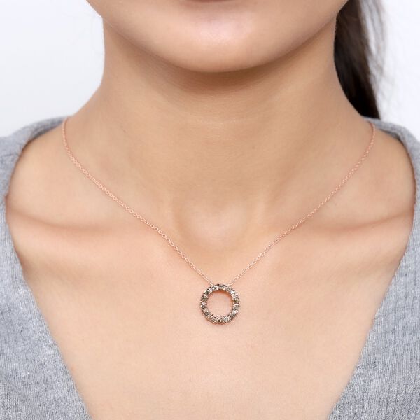 Champagner Diamant Kreis-des-Lebens-Anhänger mit Kette in Silber image number 3