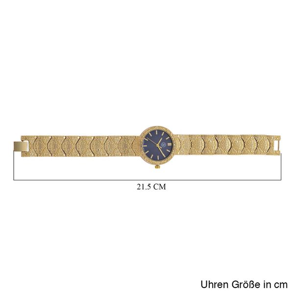 STRADA - Japanisches Uhrwerk, Marineblaues Zifferblatt mit goldplattiertem Alloy Armband, 20 cm image number 9