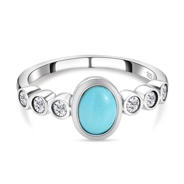 2er-Set- Nat&uuml;rlicher Sleeping Beauty T&uuml;rkis und Zirkon-Ring und Anh&auml;nger- 1,86 ct. image number 4