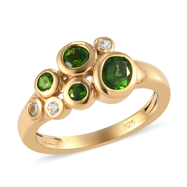 Natürlicher Chromdiopsid und Zirkon Ring 925 Silber vergoldet image number 4