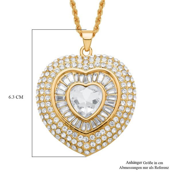 Wei&szlig;er Kristall Anh&auml;nger mit Kette, ca. 70 cm + 5 cm Extender, Eisen und Legierung, Goldfarben image number 5