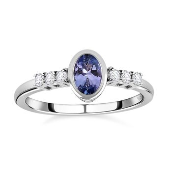 Tansanit und Zirkon Ring - 0,62 ct.