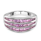 Premium Rosa Saphir Ring, 925 Silber platiniert (Größe 20.00) ca. 1.53 ct