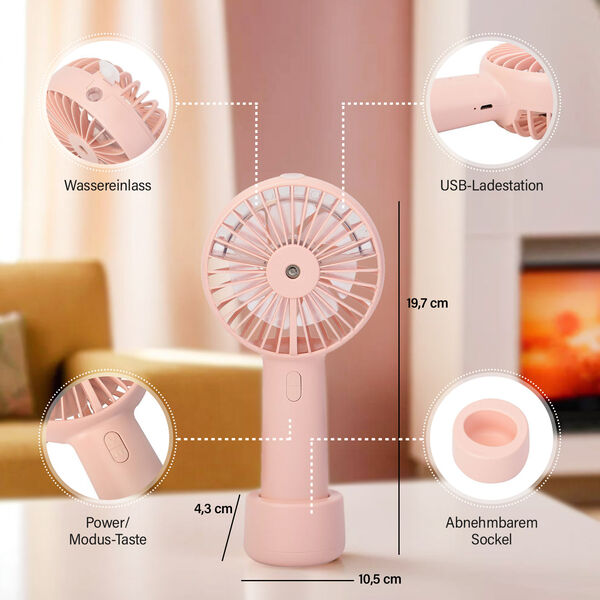 2-in-1 Nebelspray-Ventilator, Rosa image number 5