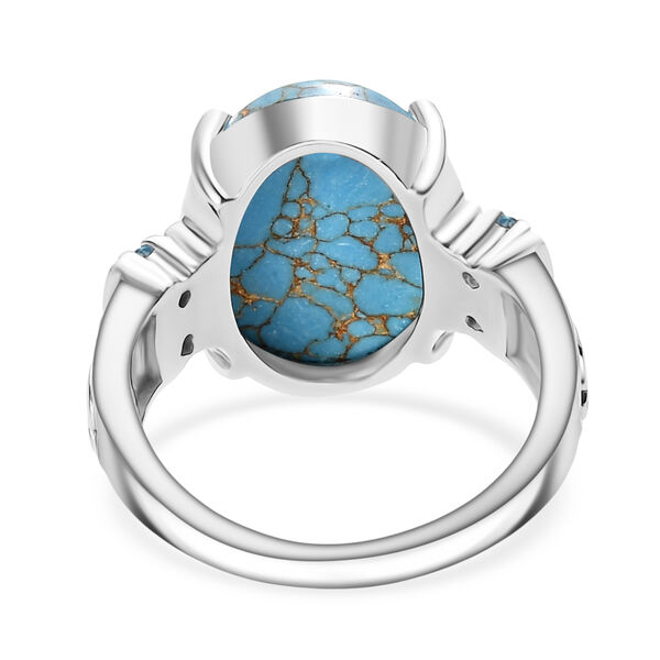 Blaues Türkis, Himmelblauer Topas Ring Edelstahl (Größe 19.00) ca. 7,83 ct image number 5